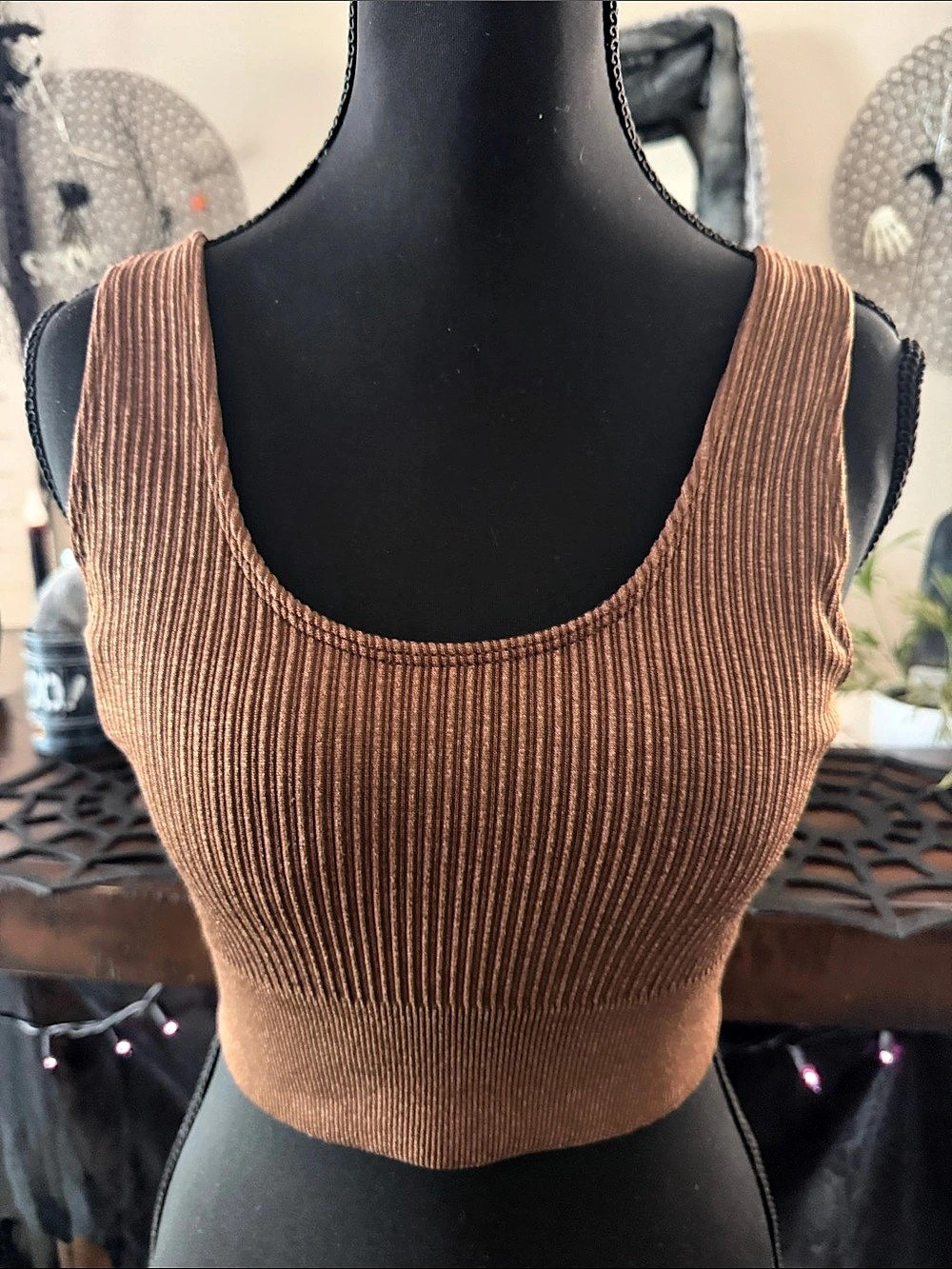 BALANCE Ribbed Crop Tank in Brown Size Small Like New
